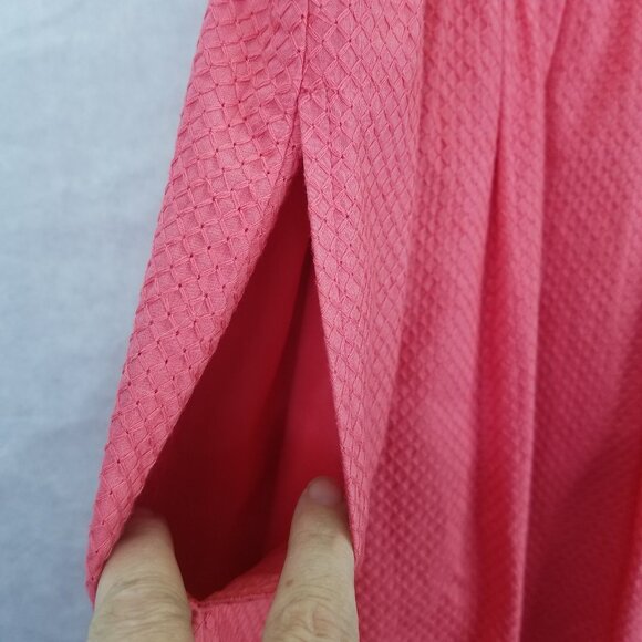 Ana Taylor Loft A-Line Dress Women's 4 Petite Pink Surplice Textured Pleated NEW - Picture 7 of 16